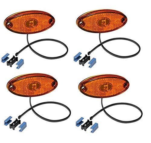 FKAnhängerteile 4 x Aspöck Seitenmarkierungsleuchte Flatpoint 2 LED Gelb 0,5m Kabel - 31-2309-027 von FKAnhängerteile