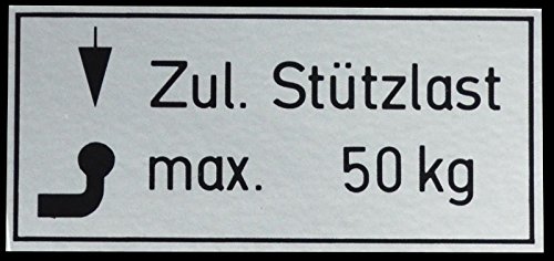 FKAnhängerteile 5 Stück PKW Stützlast Aufkleber 50kg von FKAnhängerteile