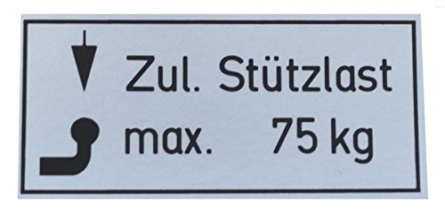 FKAnhängerteile 20 Stück PKW Stützlast Aufkleber 75kg von FKAnhängerteile