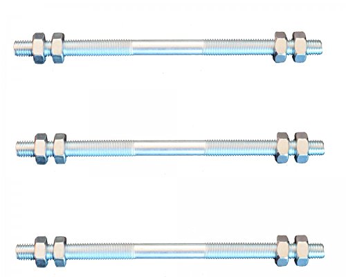 FKAnhängerteile 3 Stück Gewindestange M6 Rechts - Links Gewinde 160 mm + 12 Muttern von FKAnhängerteile