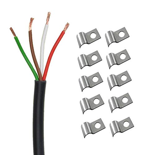 FKAnhängerteile 5 Meter Kabel rund 4 x 0,75 mm² - braun Weiss rot grün + 10 Kabelschellen von FKAnhängerteile