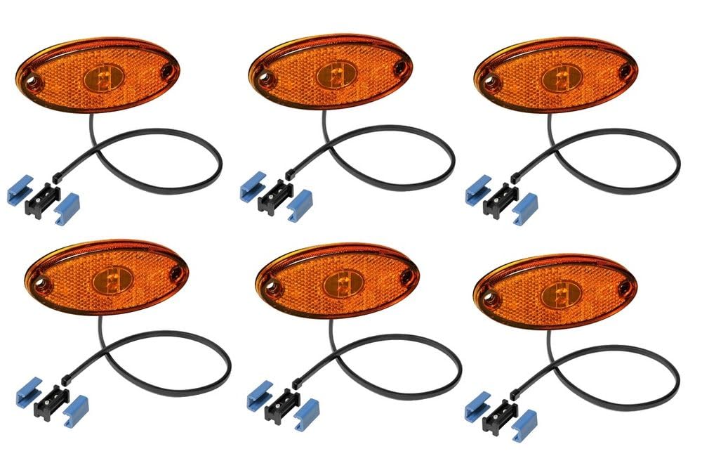 FKAnhängerteile 6 x Aspöck Seitenmarkierungsleuchte Flatpoint 2 LED Gelb 0,5m Kabel - 31-2309-027 von FKAnhängerteile