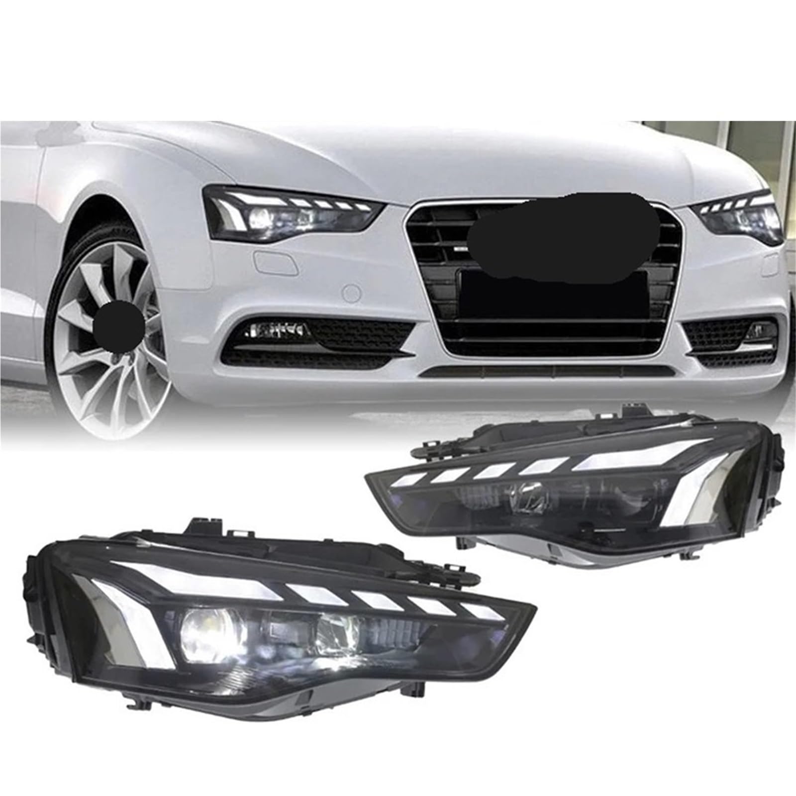 1Pair-LED-Scheinwerfer for Audi A5 2012-2016 Zubehör Upgrade Car RS5 Styling A5L LED Front DRL Blinkerlichter Montage(For Original Halogen) von FKFSIXZX