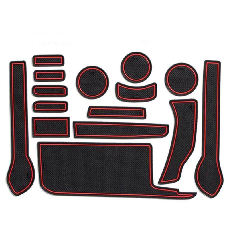 rutschfeste Matte Auto Antirutschmatte 15 Stück Autotürschlitzmatte Mittelkonsole Untersetzermatte Für Prius C Für Aqua 2012 2013-2019(Rosso,Left-Hand Drive) von FKHBZM