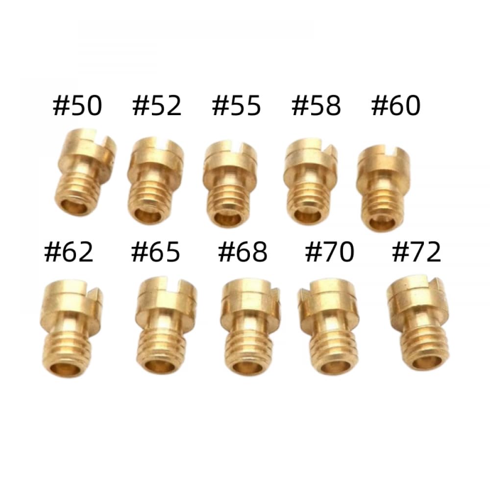 Set von 10 kompatiblen Hauptdüsen für PWM OKO CVK NSR KSR Motorradkarburetoren Kraftstoffeinspritzzubehör(50-72) von FKRTQIYN
