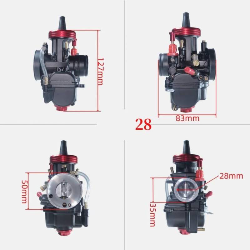 Universeller CNC -Motorrad -Vergaser -Vergaser kompatibel mit 24 28 28 30 32 34 mm 2T 4T Motor Scooter Motocross Schwarzes Finish(PWK 28mm) von FKRTQIYN