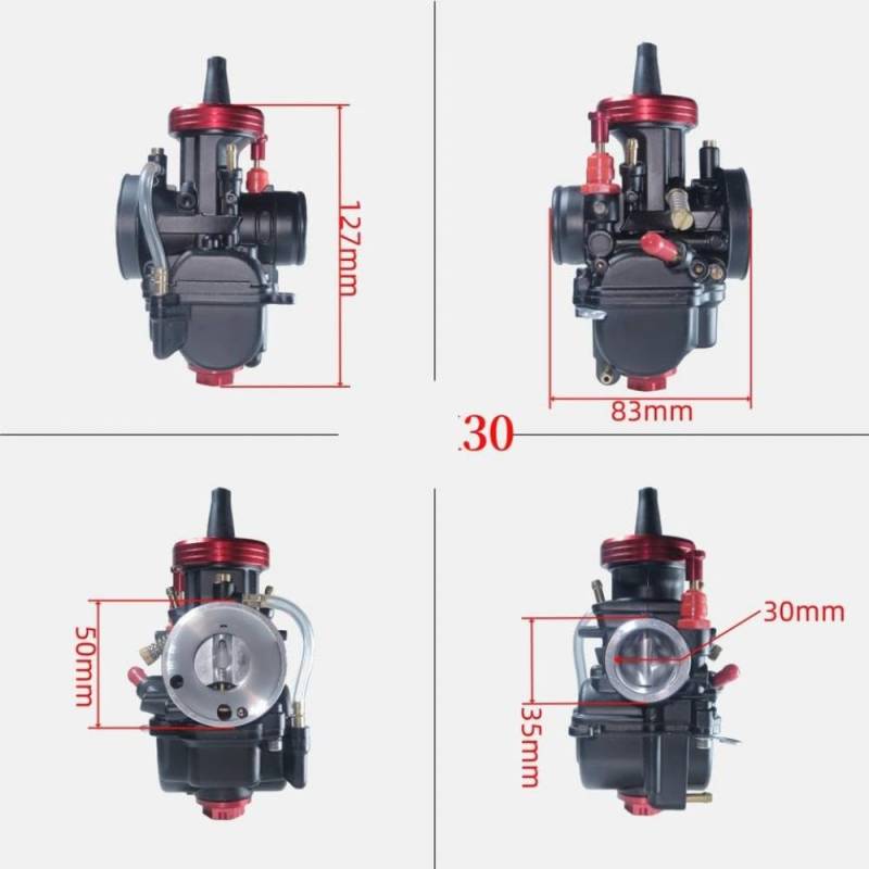 Universeller CNC -Motorrad -Vergaser -Vergaser kompatibel mit 24 28 28 30 32 34 mm 2T 4T Motor Scooter Motocross Schwarzes Finish(PWK 30mm) von FKRTQIYN