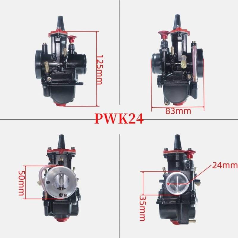Universeller Motorrad -Vergaser 24 26 28 30 32 34 mm schwarze Farbe mit rotem Windsammeln mit ATV kompatibel(PWK 24mm) von FKRTQIYN