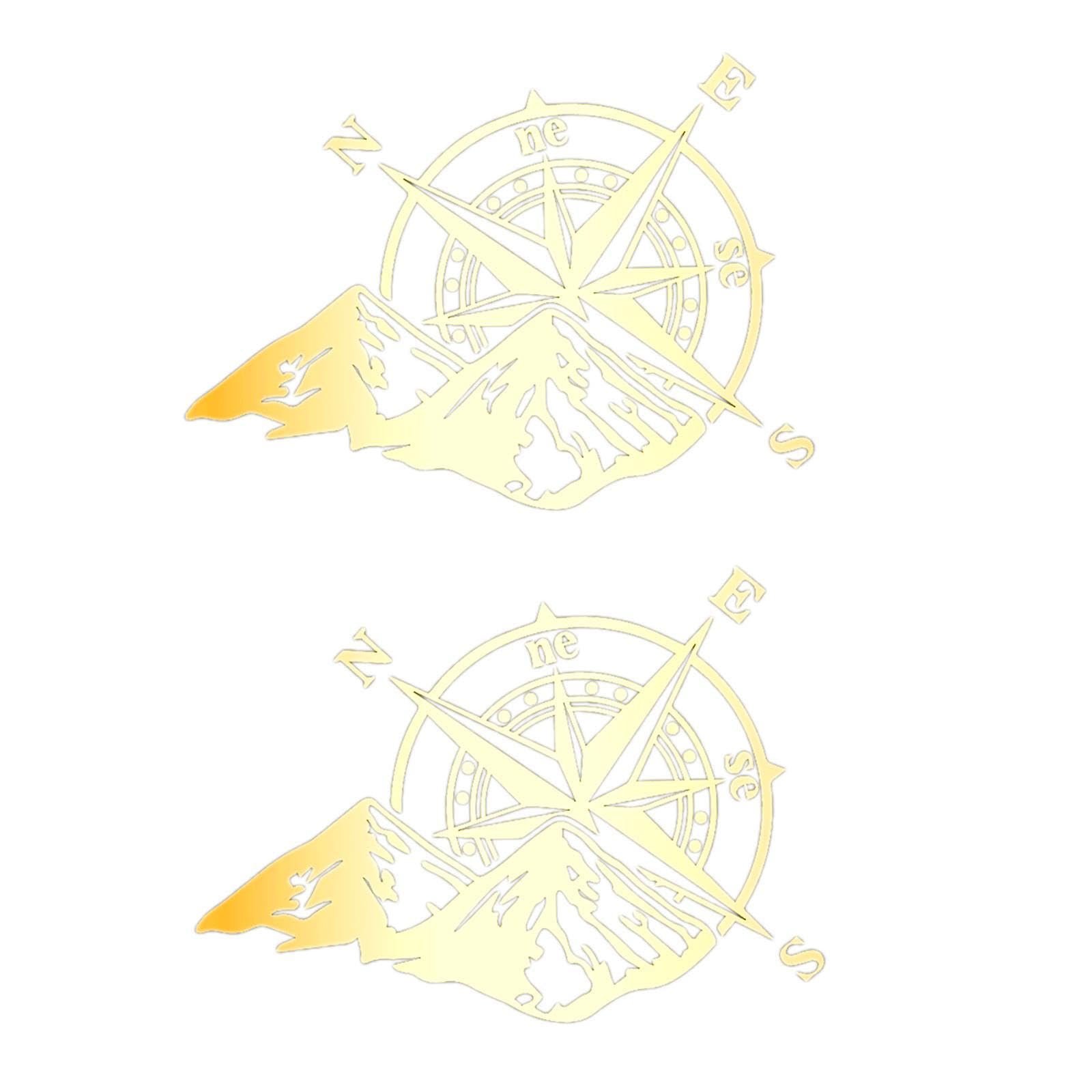 FLCPJGV 2er Pack Autoaufkleber mit Kompass Und Berglandschaft, Ideal für Fahrzeugdekoration, Gold FLCPJGV 2er Pack Autoaufkleber mit Kompass Und Berglandschaft, Ideal für Fahrzeugdekoration, Gold von FLCPJGV