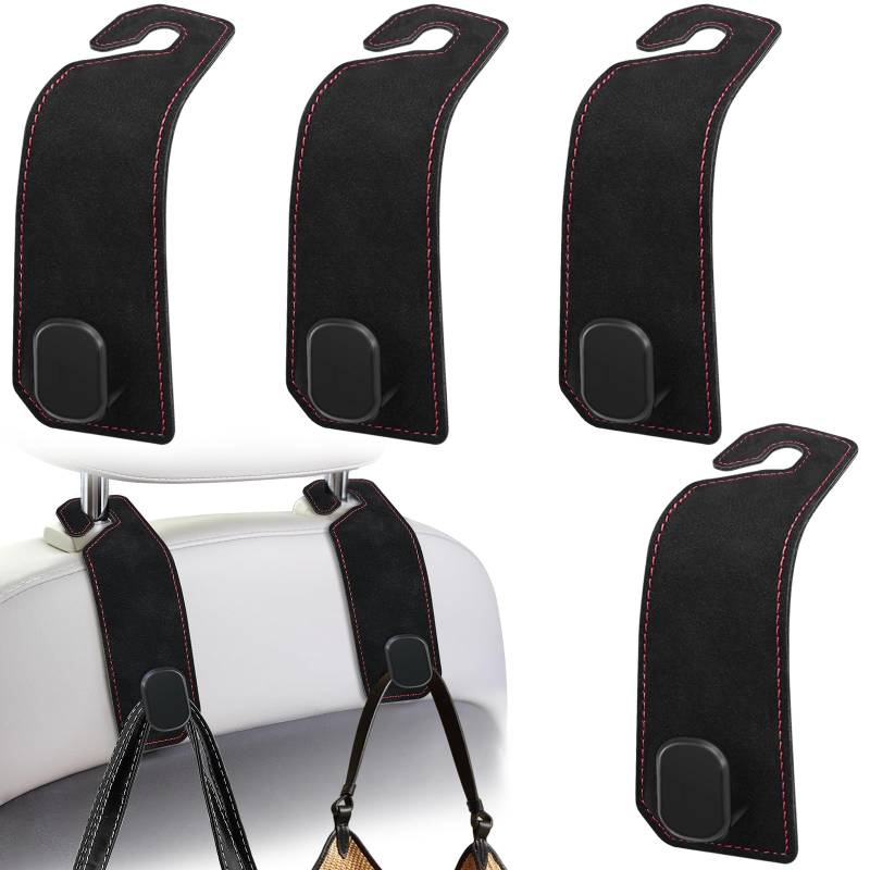 FLEXNOVA Taschenhalter Auto, 4 Stück Auto Haken Kopfstütze Kleiderhaken Auto Autositz Haken Kopfstützenhaken Kopfstützenhalterung Auto Haken Auto Zubehör Innenraum Haken für Geldbörsen Einkaufstaschen von FLEXNOVA
