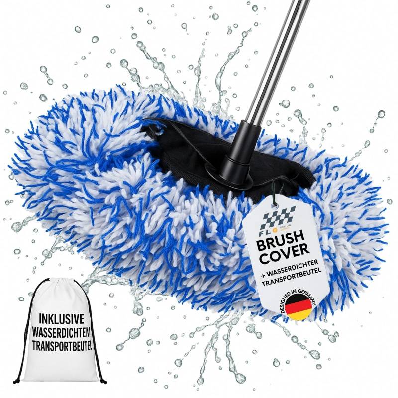 FLG Mikrofaser Waschbürstenüberzug für Auto – Passend für alle Waschbürsten SB Waschbox, Inkl. Transportbeutel – Lackschonend & wiederverwendbar & waschbar Brushcover von FLG FINISH LINE GERMANY