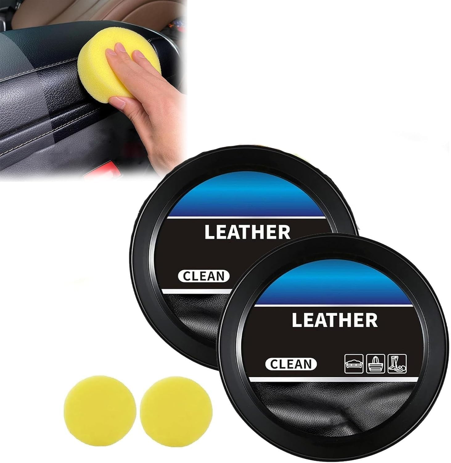 FLLUOUZH 2 PCS Leader Reinigungs- und Pflegecreme & Reinigungspaste für Lederpflege, Autoinnenraum-Lederreinigungscreme, Lederpflege-Reinigungspaste, Polsterreiniger für Autositze FLLUOUZH 2 PCS Leader Reinigungs- und Pflegecreme & Reinigungspaste für Lederpflege, Autoinnenraum-Lederreinigungscreme, Lederpflege-Reinigungspaste, Polsterreiniger für Autositze von FLLUOUZH