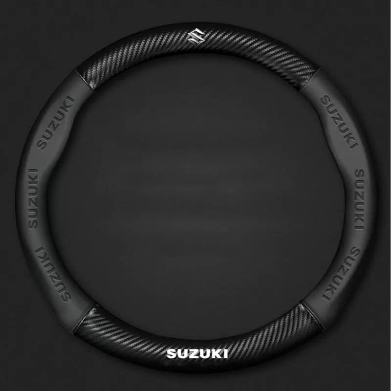 FLOSHO Auto Lenkradbezug für Suzuki Jimny FJ 1998-2018, Anti Rutsch Atmungsaktiv Lenkradschoner, Schwarz, Kunstfaser von FLOSHO