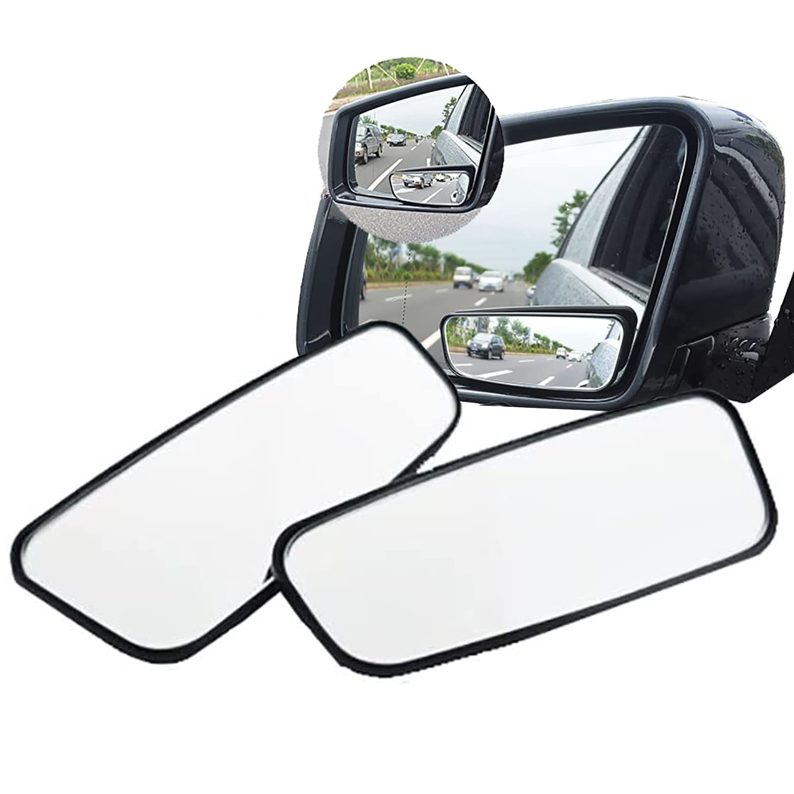 2PCS Toter Winkel Spiegel Auto, 360° Verstellbarer Wasserdichter HD Weitwinkelspiegel, Randloses Großes Sichtfeld Toter-winkel-spiegel Für Autos von FLOTRUTE