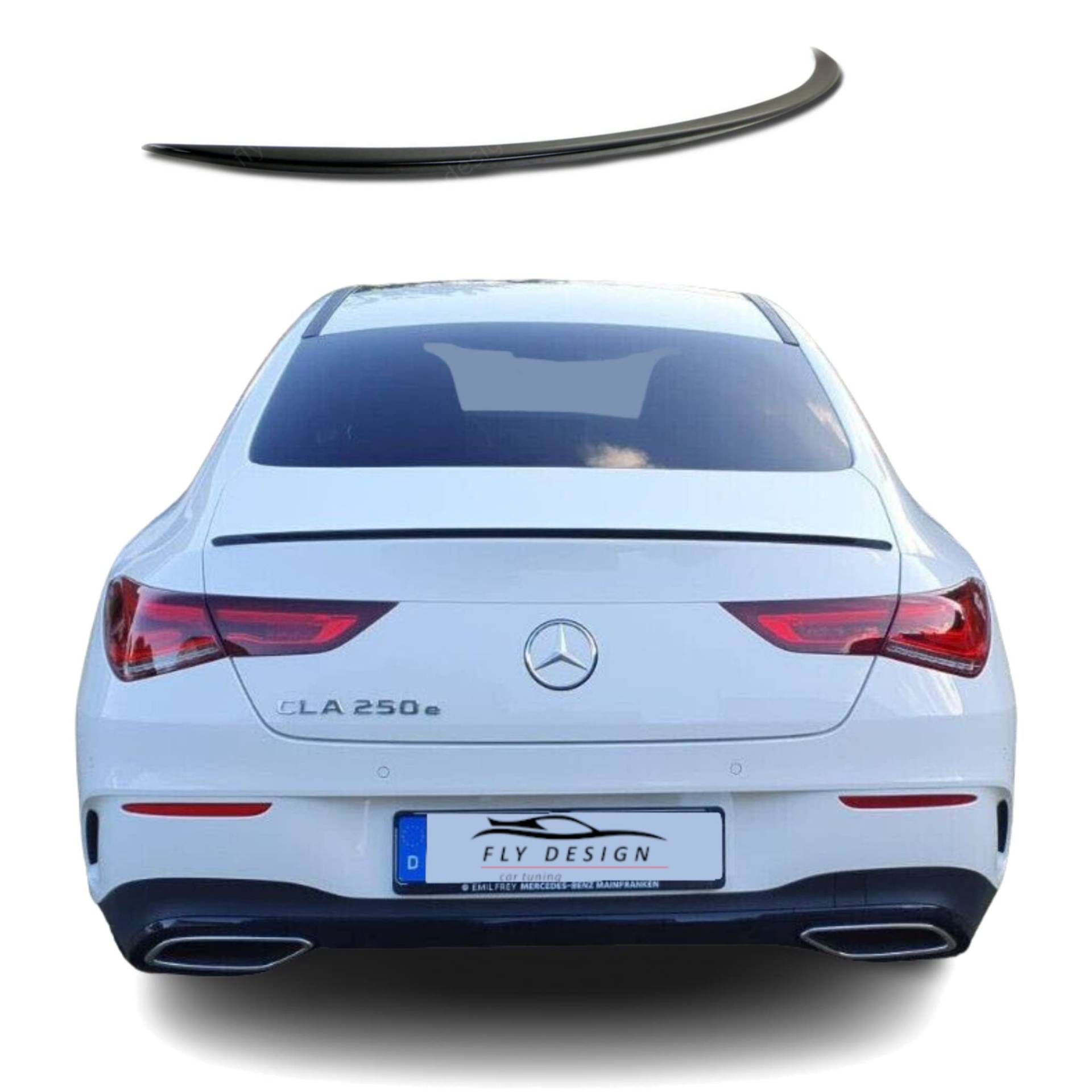 FLY DESIGN Heckspoiler passend für Mercedes CLA Klasse C118, flexibel, leicht, waschanlagenfest, viele verfügbare Farben schwarz Met. von FLY DESIGN