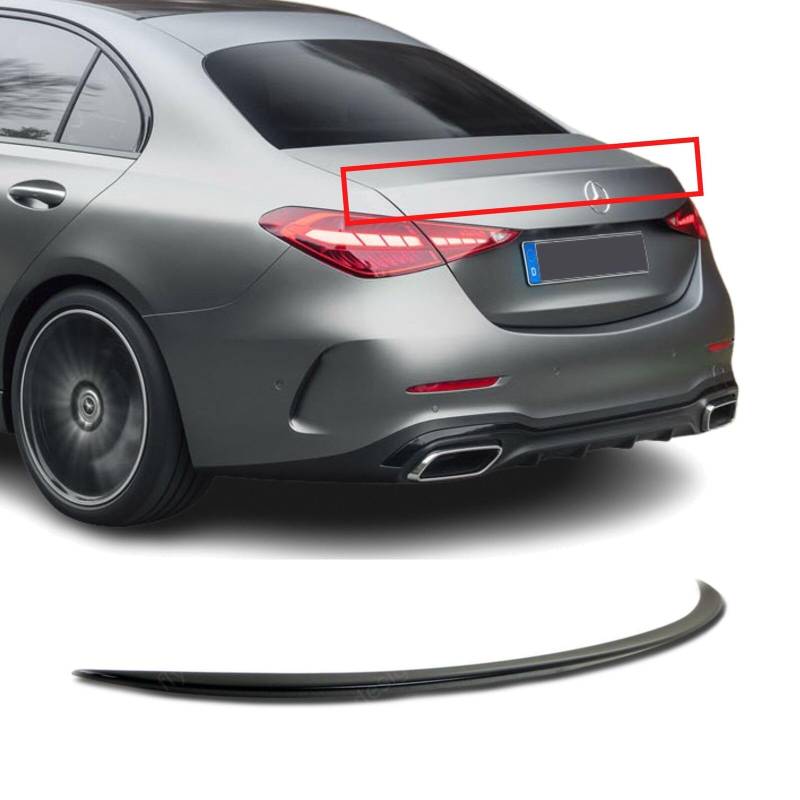 Heckspoiler Spoilerlippe für Mercedes-Benz C-Klasse W206 Limo Slim Design Schwarz Glanz von FLY DESIGN