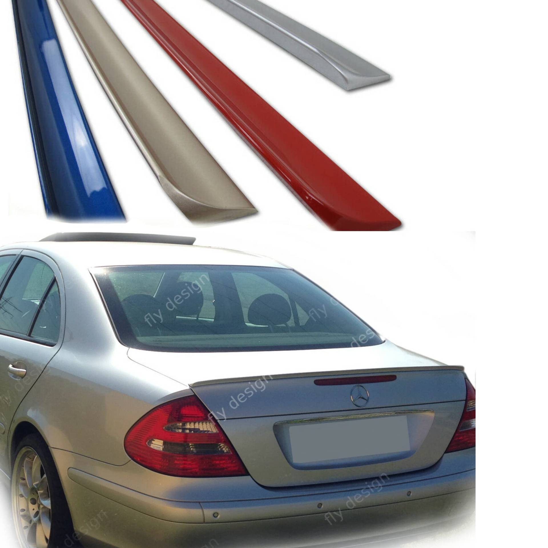 Heckspoiler, Hecklippe, Spoiler passend für Mercedes E-KLASSE W211, flexibel, leicht, waschanlagenfest, viele verfügbare Farben (Cubanitsilber Met. (CC 723)) von FLY DESIGN