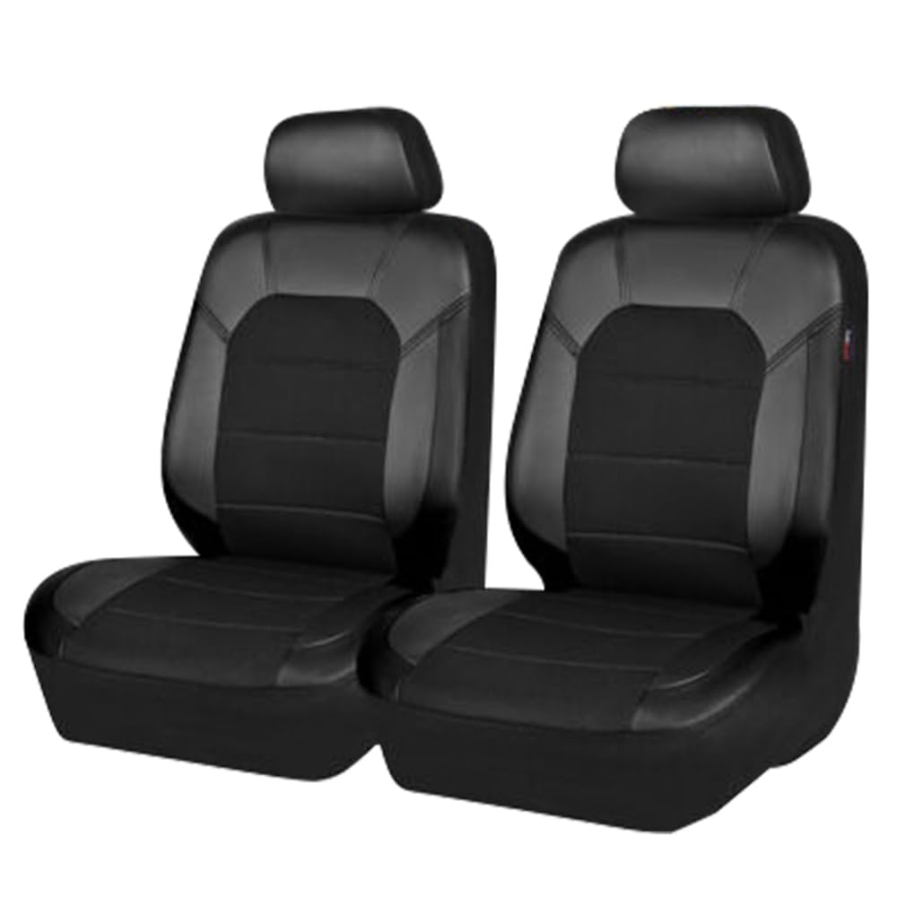 Auto Sitzbezüge für Mini Hatch/Cabrio R50 R56 F55 F56 R52 R53 R57 F57 JCW/One/One D/Cooper 5-Seats Universal Leder Vordersitze Rücksitze Schonbezug Atmungsaktiv Sitzschoner,2 Seats-Black von FLYIFE