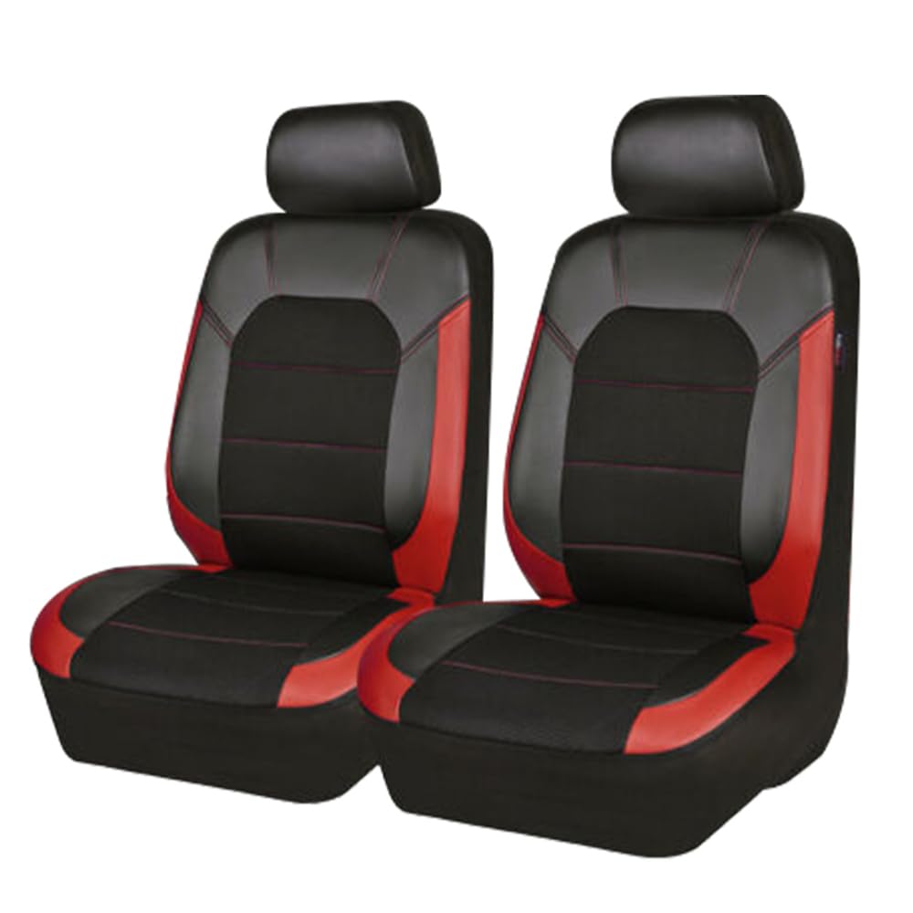 Auto Sitzbezüge für Mini Hatch/Cabrio R50 R56 F55 F56 R52 R53 R57 F57 JCW/One/One D/Cooper 5-Seats Universal Leder Vordersitze Rücksitze Schonbezug Atmungsaktiv Sitzschoner,2 Seats-Red von FLYIFE