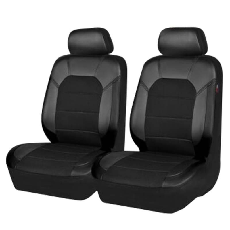 FLYIFE Auto Sitzbezüge für FIAT 500L 500X 500S 500e 500 3+1(Type 330/332) 5-Seats Universal Leder Allwetter Vordersitze Rücksitze Schonbezug Atmungsaktiv Sitzschoner,2 Seats-Black von FLYIFE