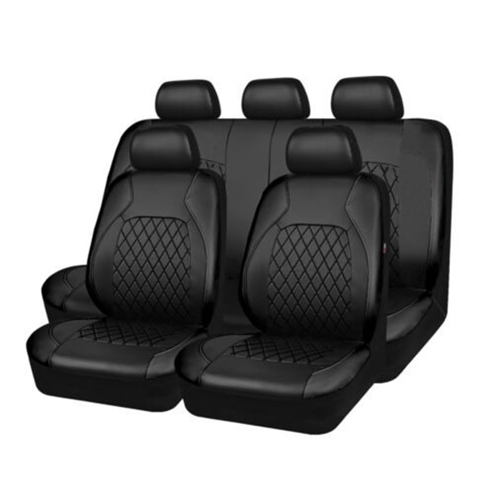 Universal Auto Sitzbezüge für Opel Vauxhall Corsa 5-Door/Corsa 3-Door F E D C B A 5-Seats Allwetter rutschfest Leder Vordersitze Rücksitze Schonbezug Sitzschoner,5 Seats-Black von FLYIFE