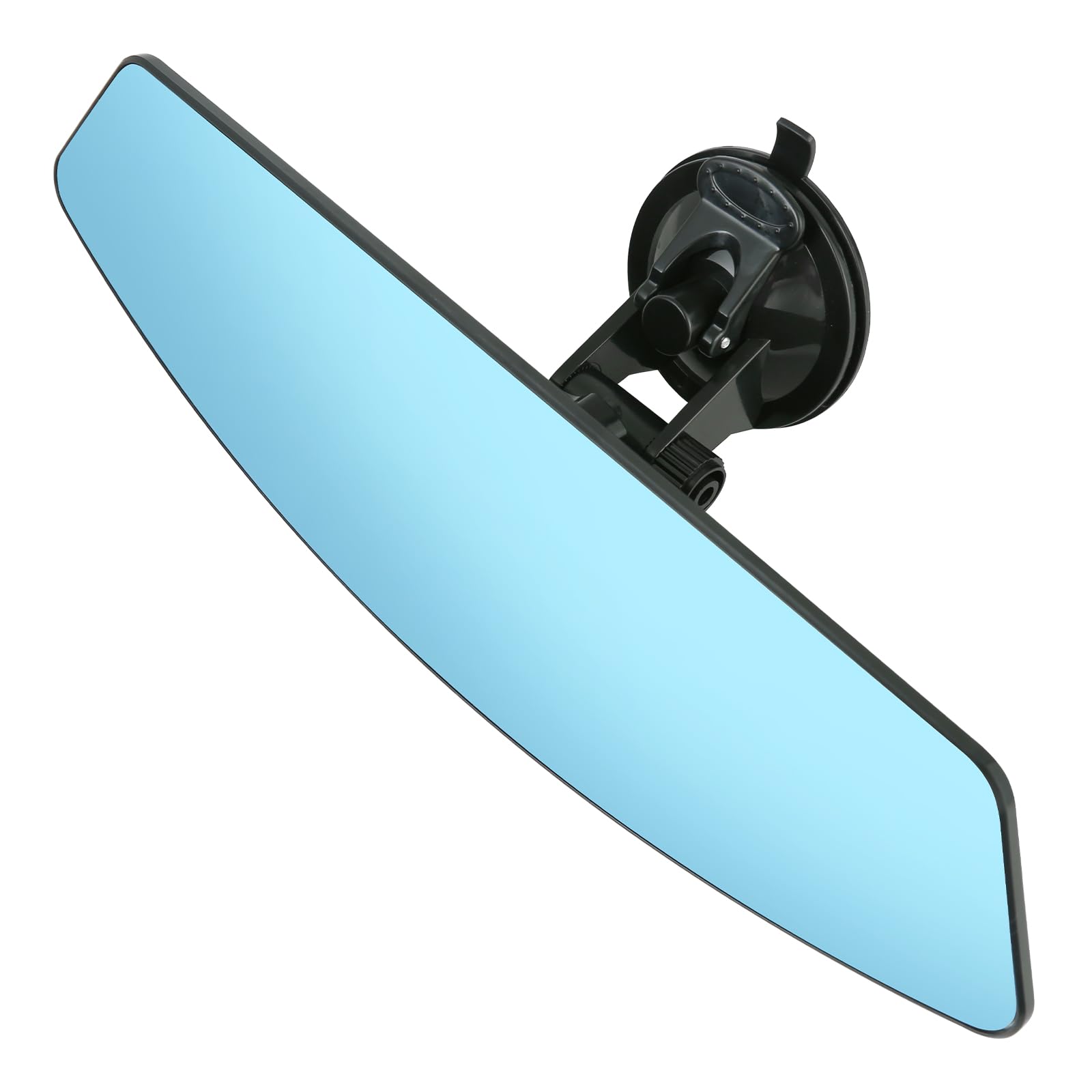 Blendfreier Auto Rückspiegel für den Innenbereich Universal Panorama und Weitwinkelspiegel mit Saugnapf für Auto und Boot. (Blau-Trapez, 318mm) von FM2018XSL