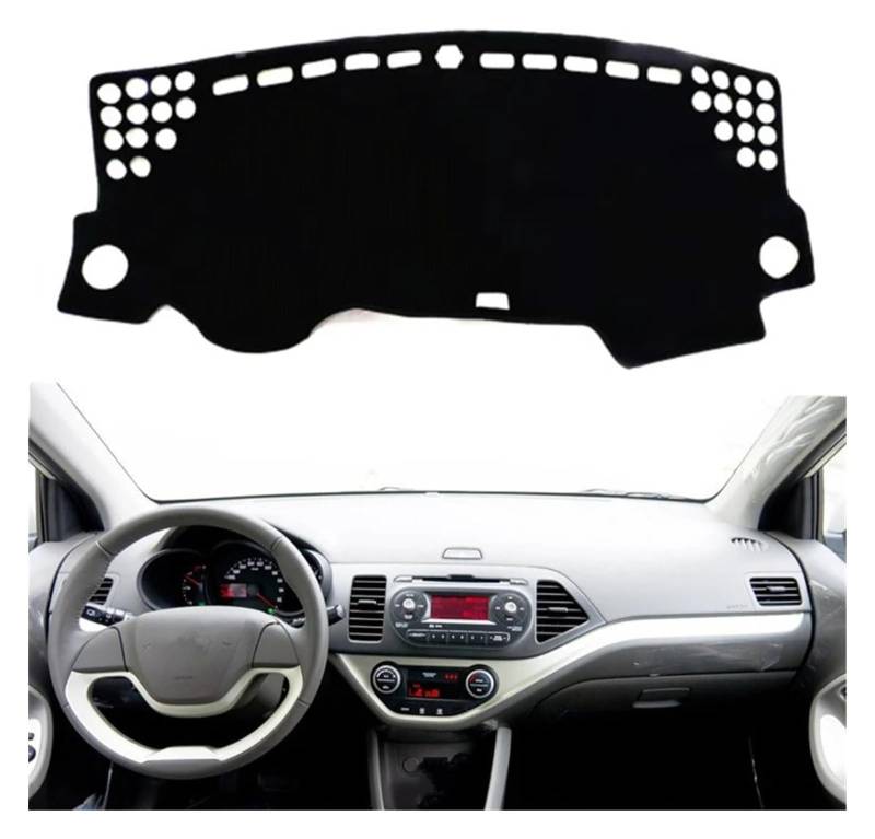 Auto Armaturenbrett Matte Für Kia Für Picanto Für Morning 2012-2016 Auto Armaturenbrett Abdeckung Mattenauflage Blendschutz Sonnenschutz Teppich(Black,Lhd) von FNCVTM