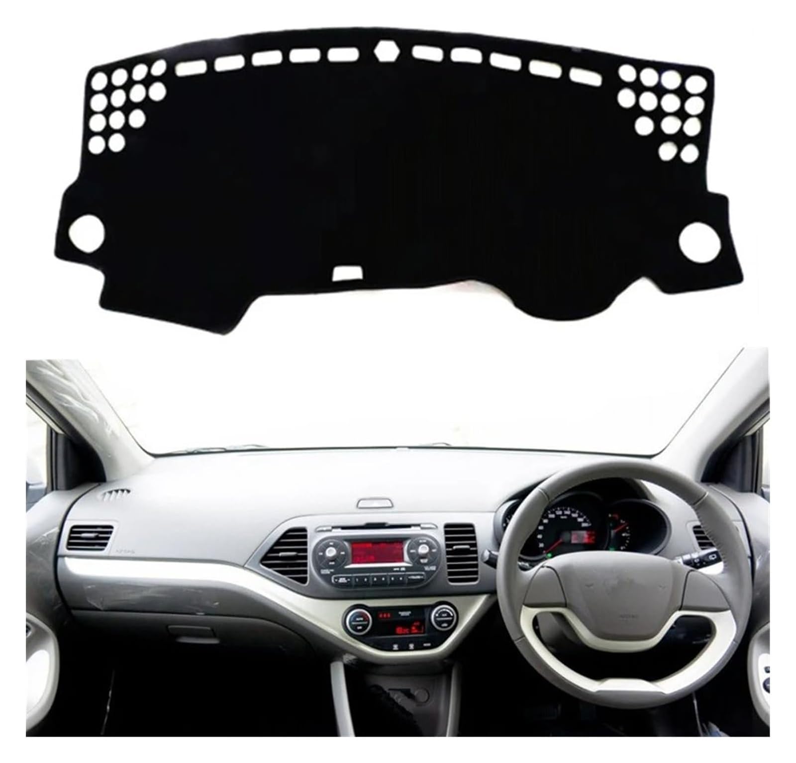 Auto Armaturenbrett Matte Für Kia Für Picanto Für Morning 2012-2016 Auto Armaturenbrett Abdeckung Mattenauflage Blendschutz Sonnenschutz Teppich(Black,RHD) von FNCVTM