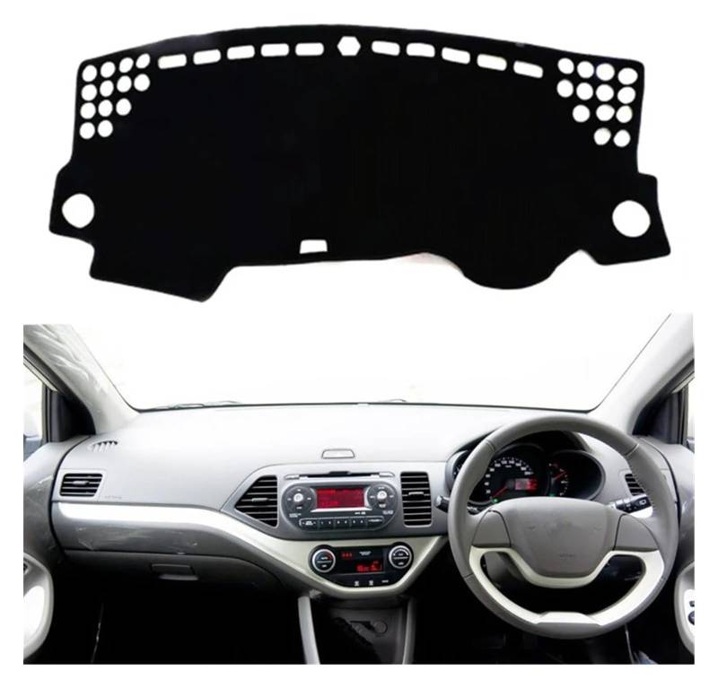 Auto Armaturenbrett Matte Für Kia Für Picanto Für Morning 2012-2016 Auto Armaturenbrett Abdeckung Mattenauflage Blendschutz Sonnenschutz Teppich(Black,RHD) von FNCVTM