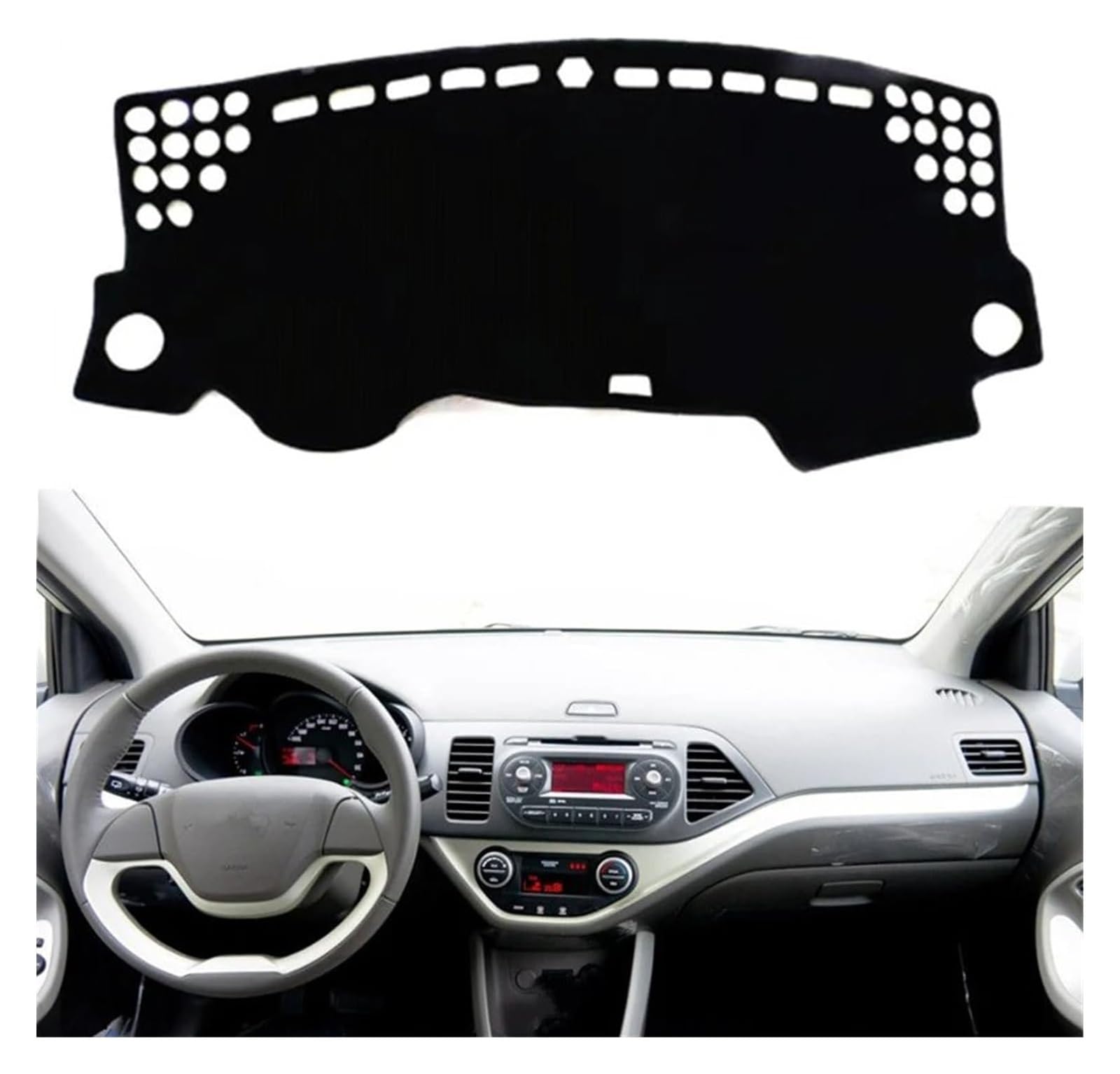 Auto Armaturenbrett Matte Für Kia Für Picanto Für Morning 2012-2016 Auto Armaturenbrett Abdeckung Mattenauflage Blendschutz Sonnenschutz Teppich(Red,Lhd) von FNCVTM