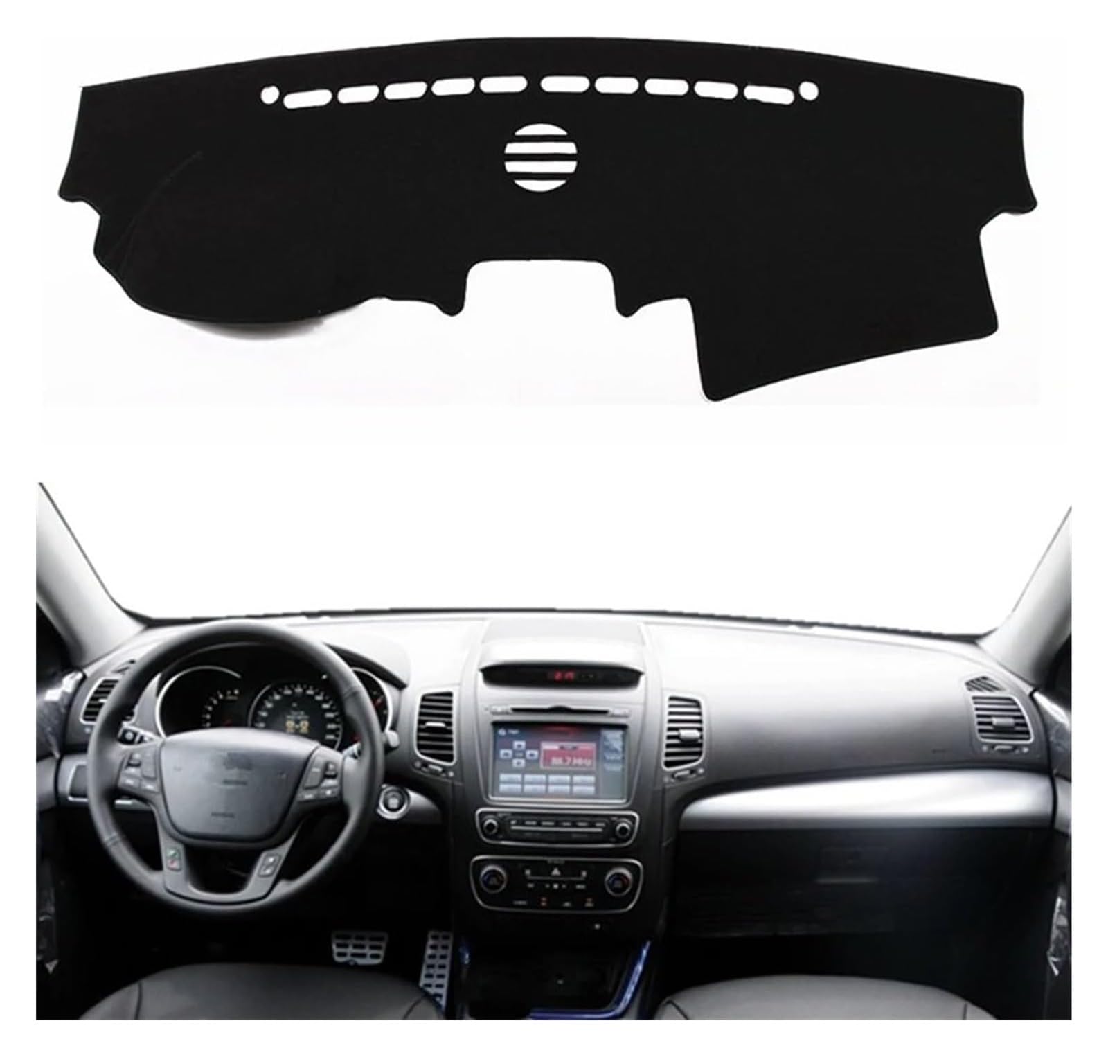Auto Armaturenbrett Matte Für Kia Für Sorento Für XM Für Facelift 2009-2014 Auto Armaturenbrett Abdeckung Matten Pad Innenraum Sonnenschutz Teppich(Red,Lhd) von FNCVTM