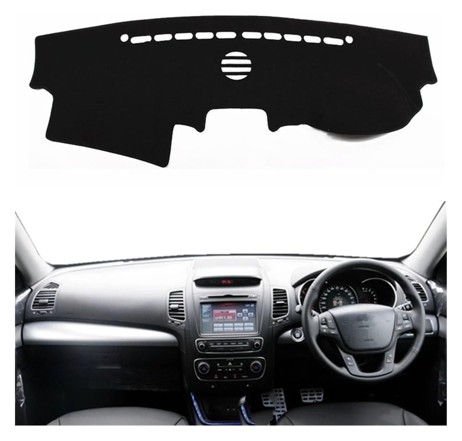 Auto Armaturenbrett Matte Für Kia Für Sorento Für XM Für Facelift 2009-2014 Auto Armaturenbrett Abdeckung Matten Pad Innenraum Sonnenschutz Teppich(Red,RHD) von FNCVTM