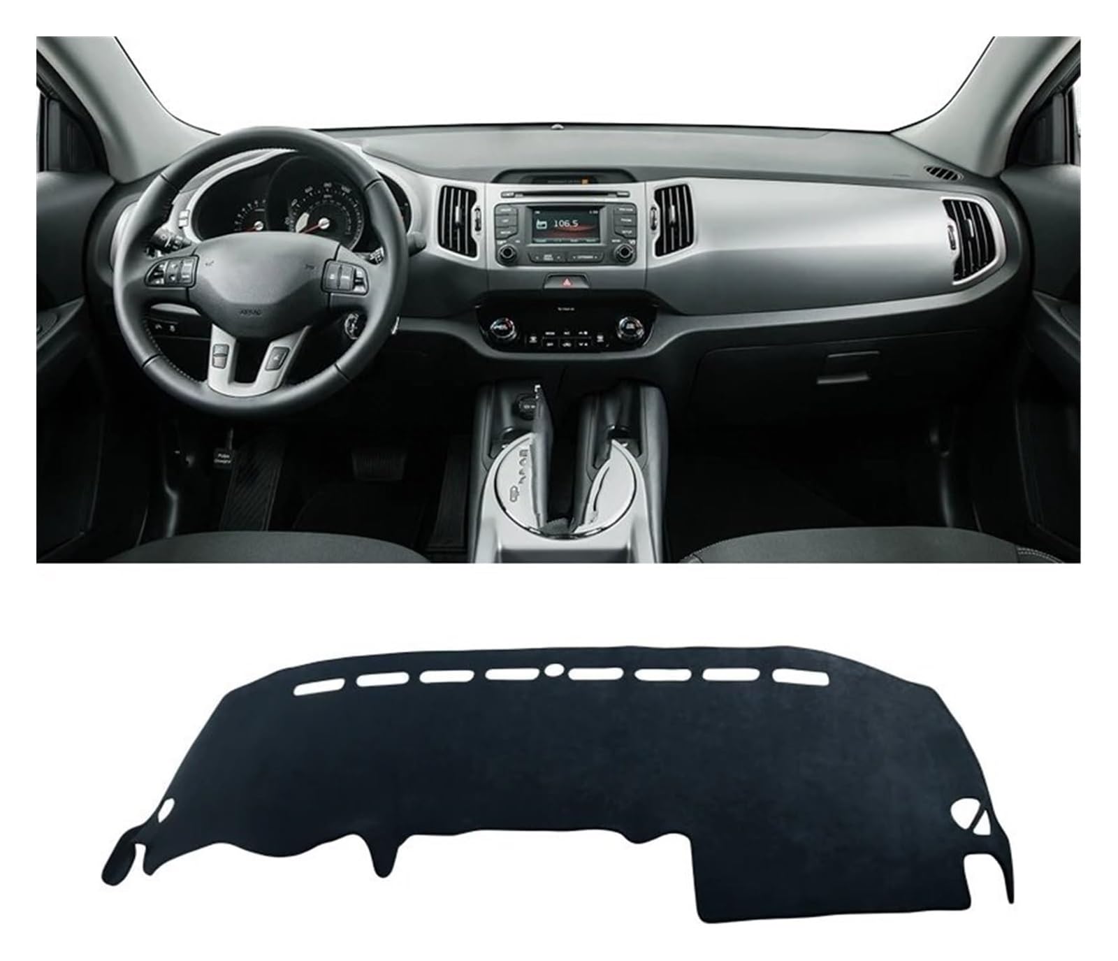 Auto Armaturenbrett Matte Für Kia Für Sportage 3 Für SL 2011 2012 2013 2014 2015 Auto Armaturenbrett Abdeckung Matte Vermeiden Licht Pad Sonnenschutz Teppiche(B Black) von FNCVTM