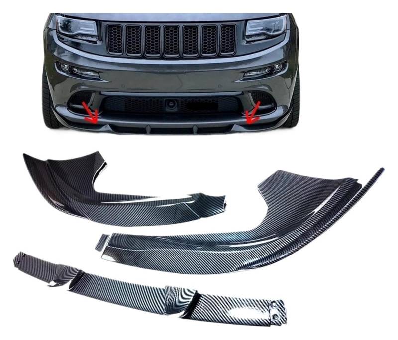 Front Stoßstange Für Je&ep Für Grand Für Cherokee Für SRT Für SRT8 2012-2016 Carbon Fiber Style Glossy Black Splitter Auto Frontstoßstangenspoiler(Carbon Fiber Style) von FNCVTM