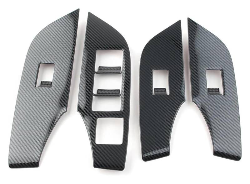Für T&oyota Für RAV4 2019 2020 Edelstahl RHD LHD Outlet Auto-Trimmstreifen Innenfensterschalter Panel-Formabdeckung Auto Innenraum(Lhd Carbon Look) von FNCVTM