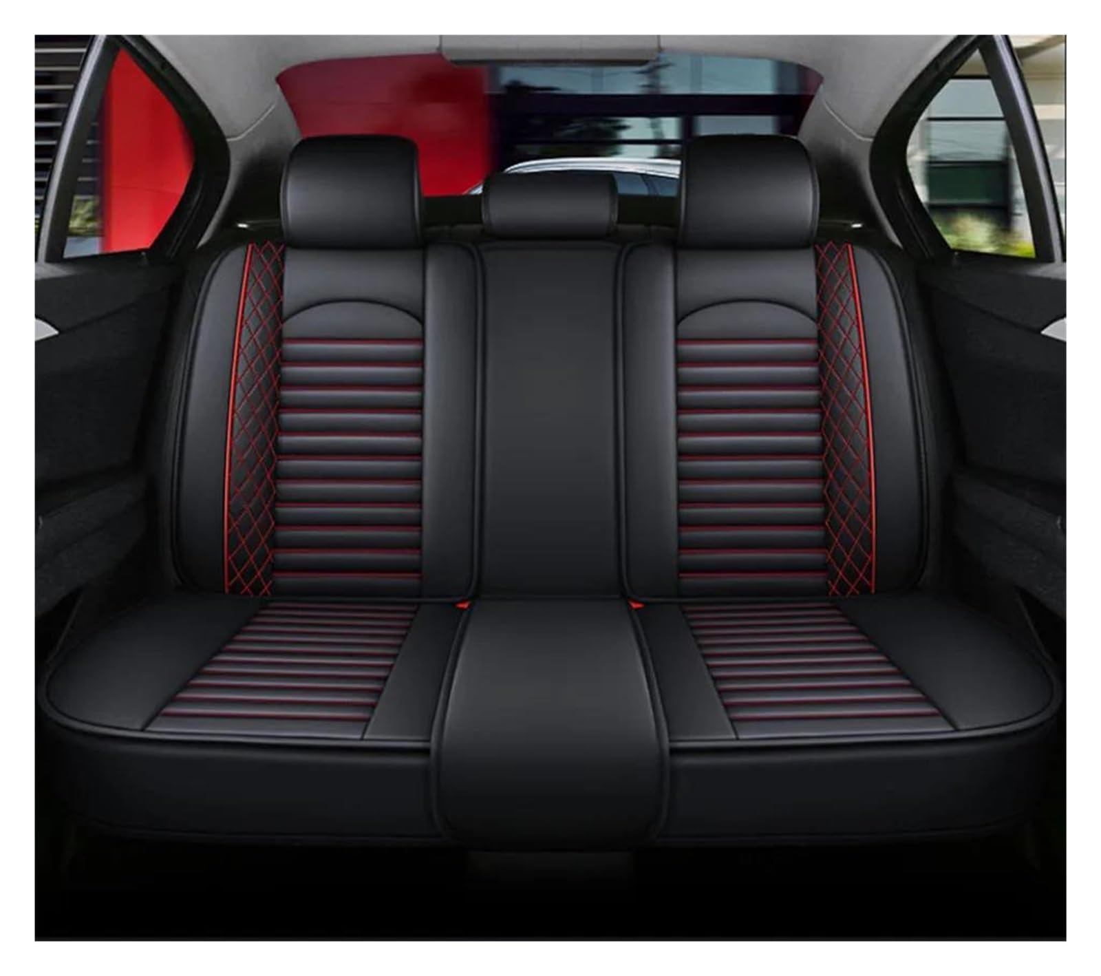 FNERRMEVC Sitzbezüge Autositzbezüge Für VW Für P&assat B5 Für Polo Für Golf Für Tiguan Universal Autozubehör Autositzschutz(Only Rear seat Red) von FNERRMEVC