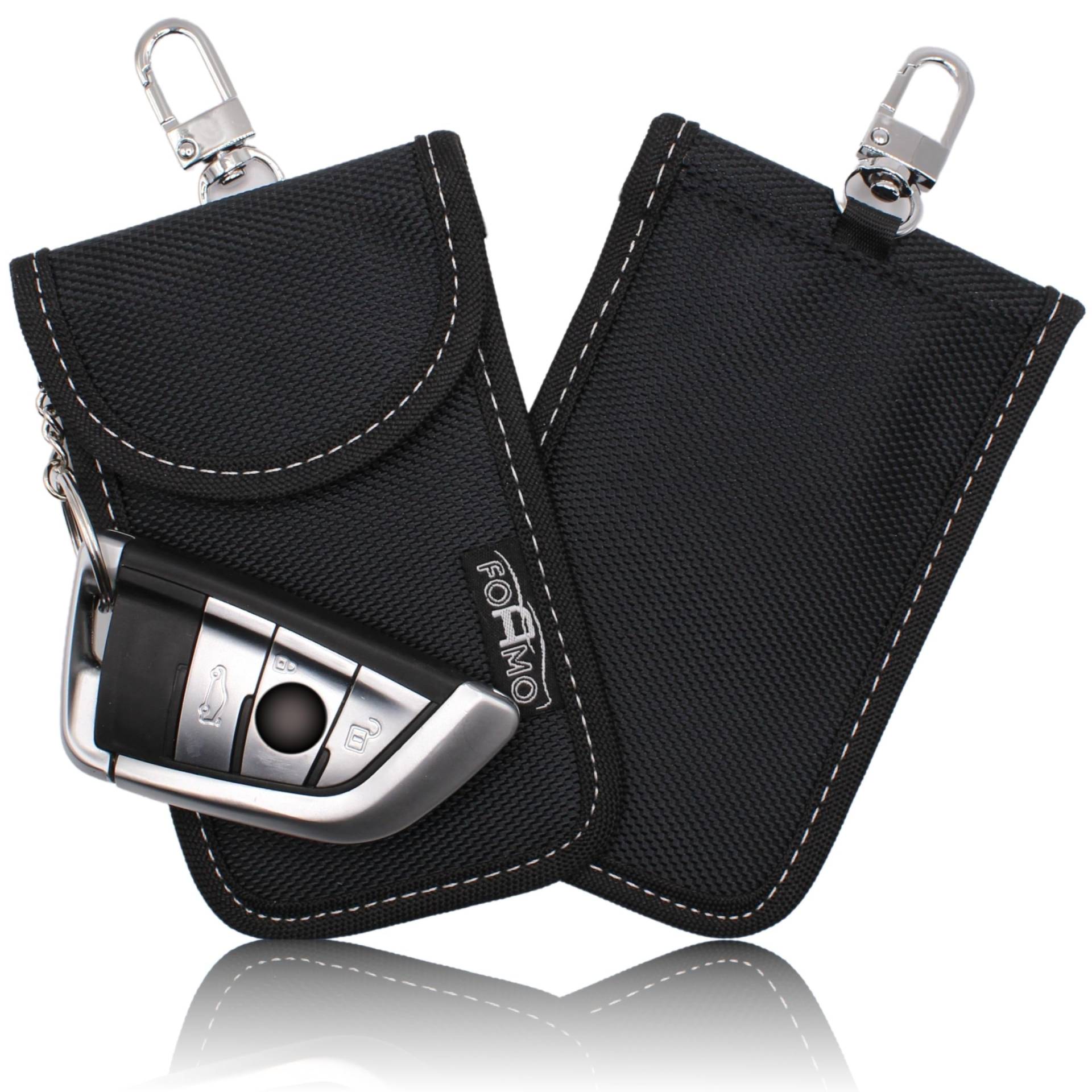 1 Stück FOAMO Keyless Go Schutz Autoschlüssel Codura Oxford Funkschlüssel RFID Abschirmung Blocker Schlüssel-Tasche Schlüsseletui Schwarz Weiß von FOAMO
