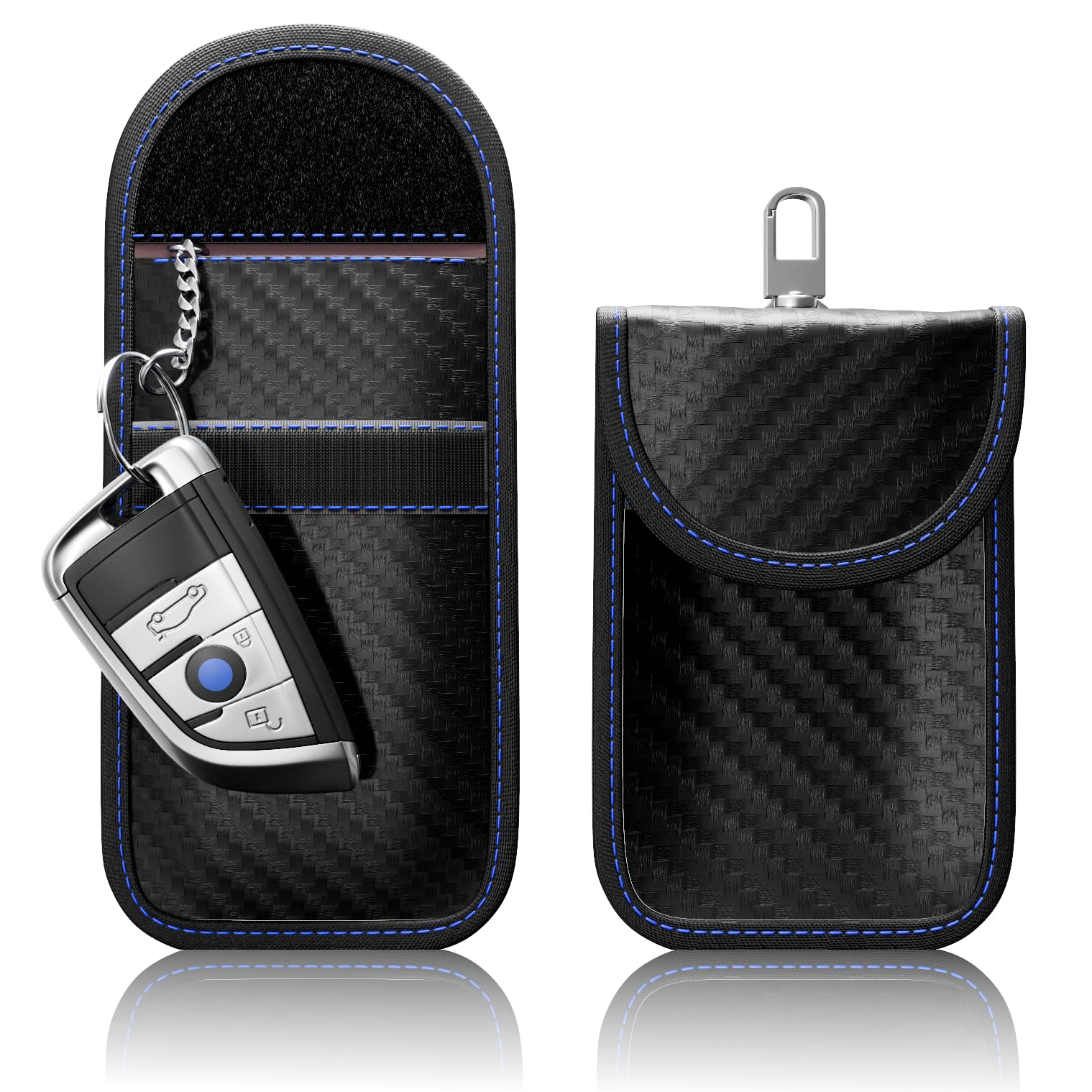 2 Stück FOAMO Keyless Go Schutz Autoschlüssel Funkschlüssel RFID Abschirmung Blocker Schlüssel-Tasche Schlüsseletui Carbon Schwarz Blau 2 Stück FOAMO Keyless Go Schutz Autoschlüssel Funkschlüssel RFID Abschirmung Blocker Schlüssel-Tasche Schlüsseletui Carbon Schwarz Blau von FOAMO