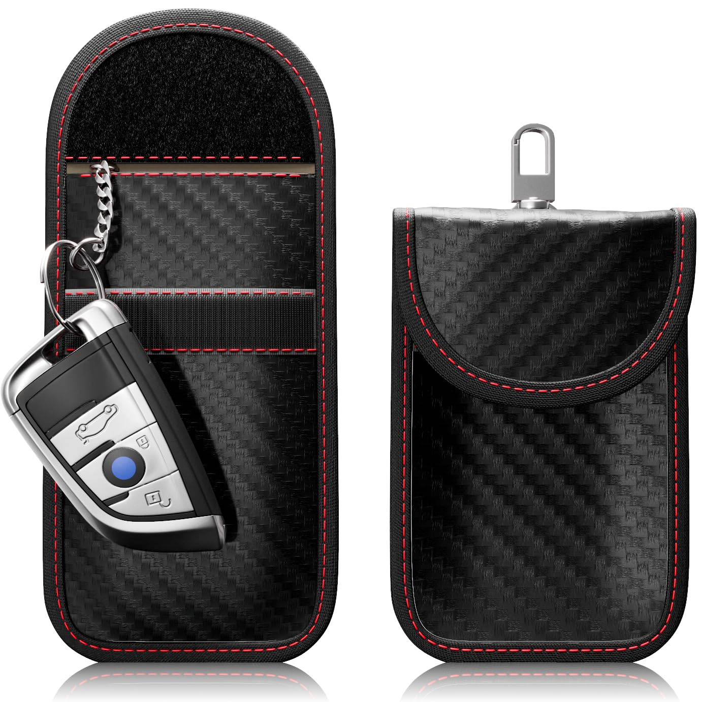 2 Stück FOAMO Keyless Go Schutz Autoschlüssel Funkschlüssel RFID Abschirmung Blocker Schlüssel-Tasche Schlüsseletui Carbon Schwarz Rot 2 Stück FOAMO Keyless Go Schutz Autoschlüssel Funkschlüssel RFID Abschirmung Blocker Schlüssel-Tasche Schlüsseletui Carbon Schwarz Rot von FOAMO