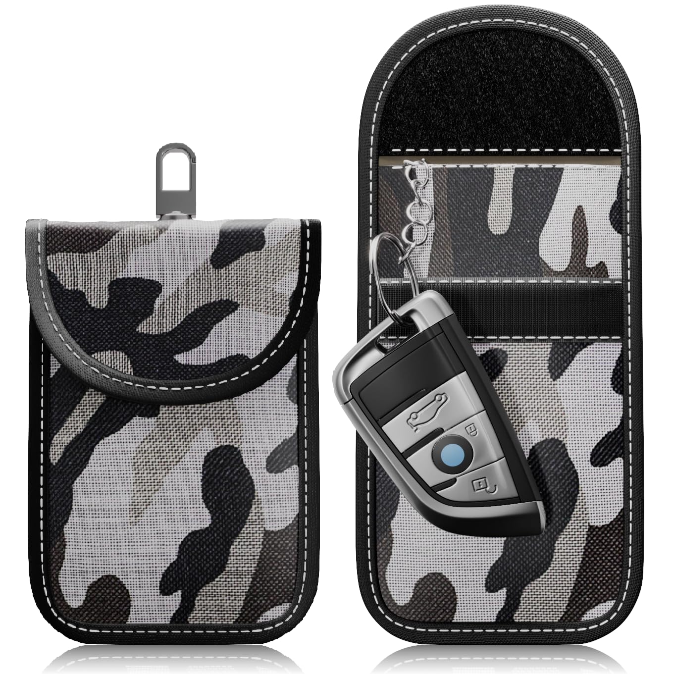 2 Stück FOAMO Keyless Go Schutz Autoschlüssel Funkschlüssel RFID Abschirmung Blocker Schlüssel-Tasche Schlüsseletui Oxford Camouflage von FOAMO