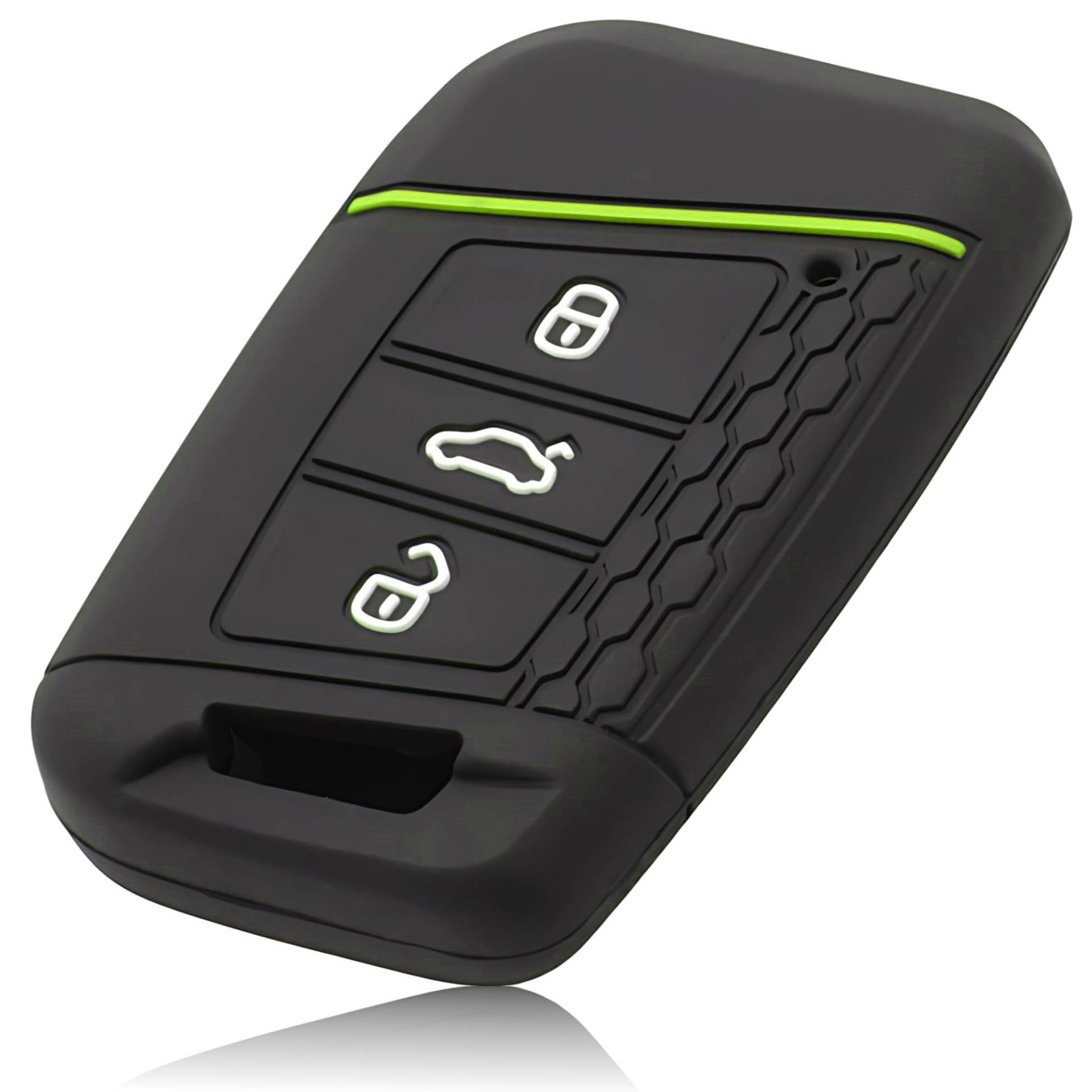 FOAMO Autoschlüssel Hülle Kompatibel mit VW Passat B8, SEAT, Skoda Autoschlüssel - Silikon Schlüsselhülle - Schutz-Hülle für Autoschlüssel Schwarz-Apfel-Grün von FOAMO