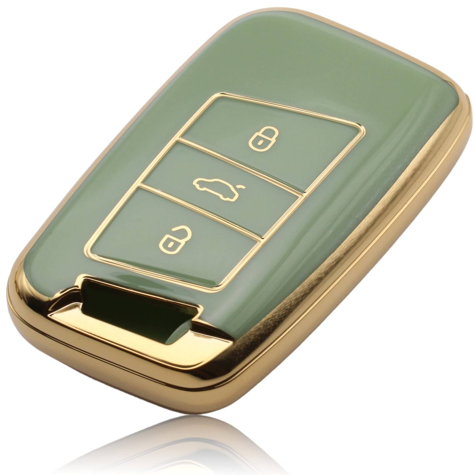 FOAMO Autoschlüssel Hülle Kompatibel mit VW Passat B8, SEAT, Skoda Keyless Autoschlüssel - TPU Schlüsselhülle - Schutz-Hülle für Autoschlüssel Grün von FOAMO