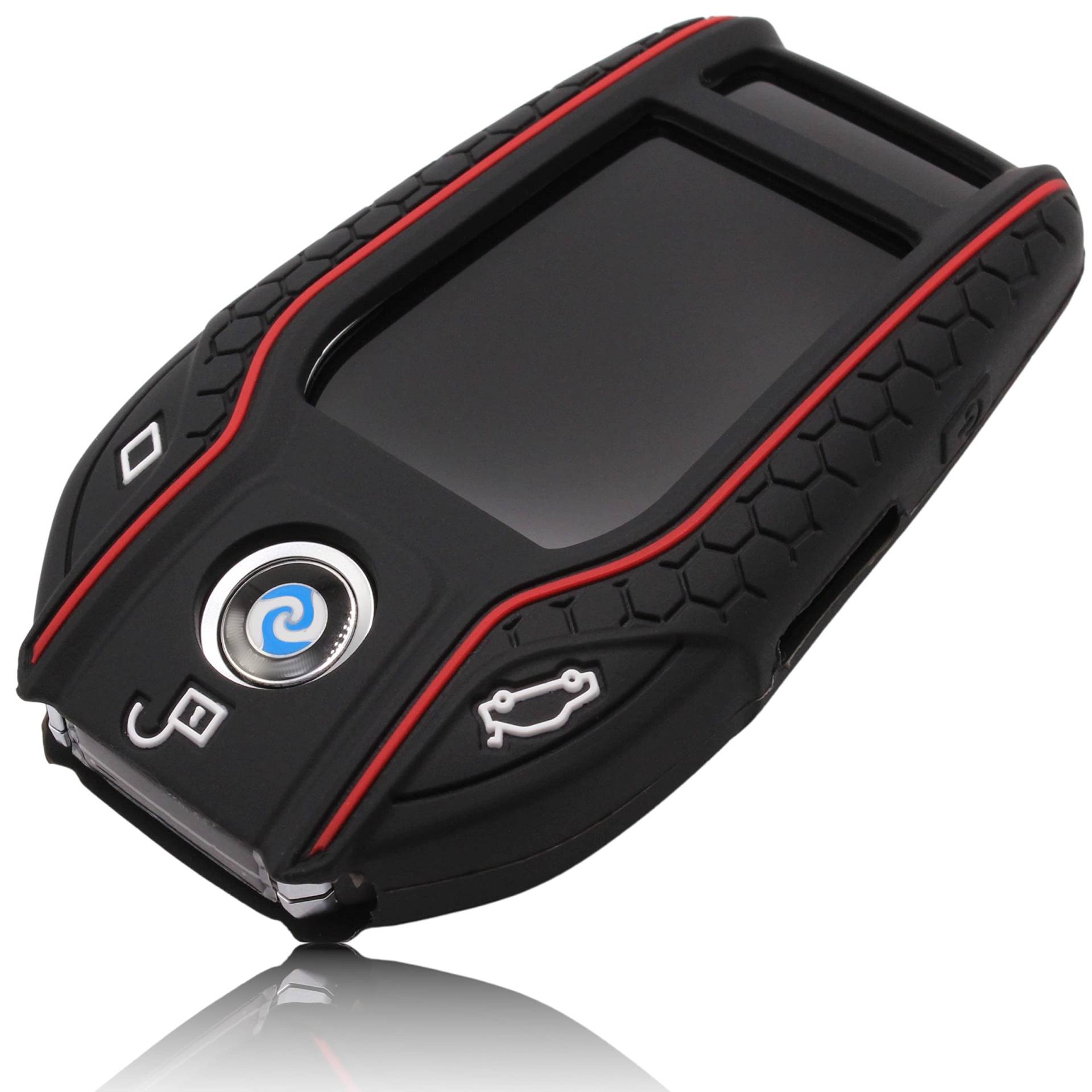 FOAMO Autoschlüssel Hülle Silikon kompatibel mit BMW Display Smart-Key IDG Schlüssel-Hülle Schutzhülle Cover in Schwarz-Rot von FOAMO