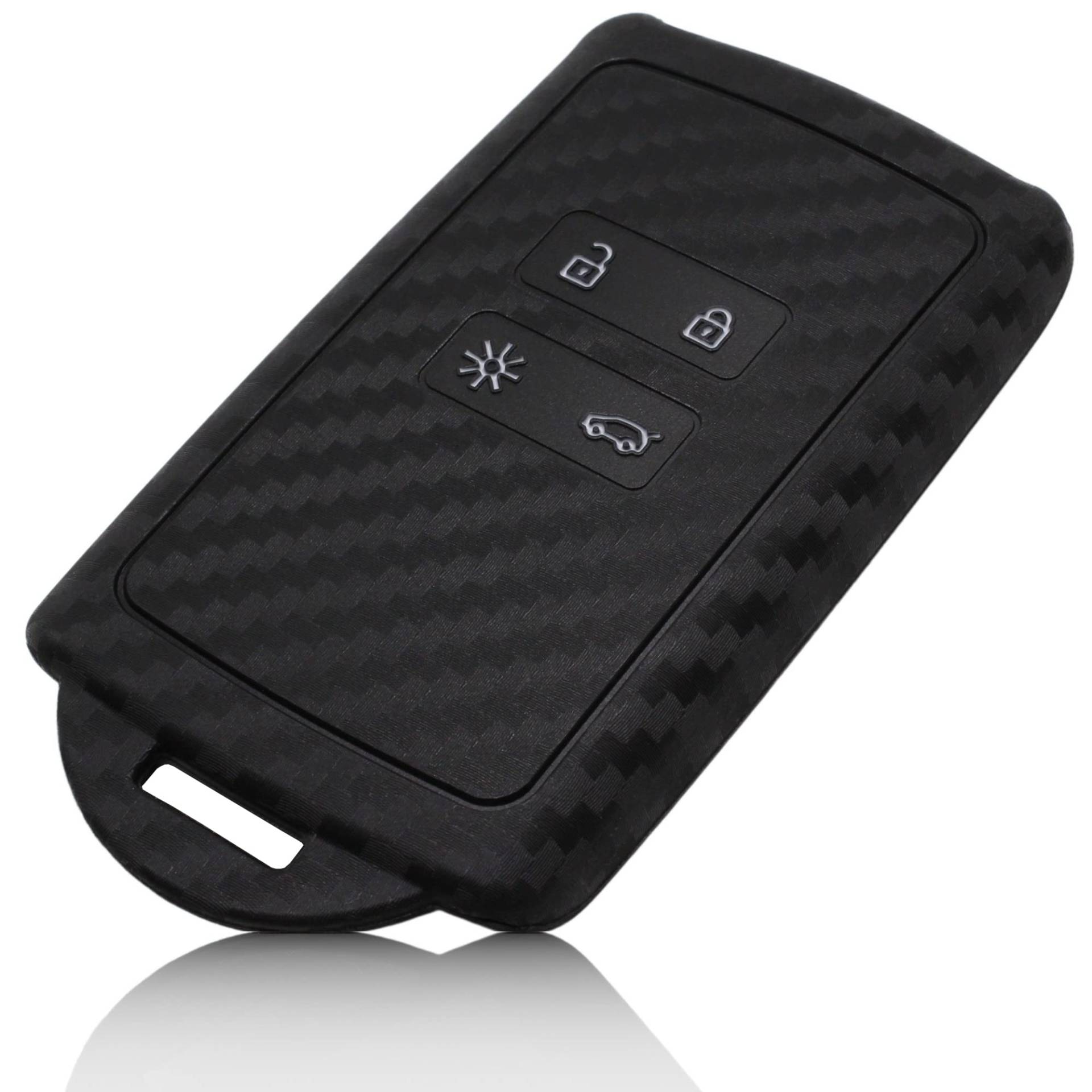 FOAMO Autoschlüssel Hülle Silikon kompatibel mit Renault 4-Tasten Smartkey (nur Keyless-Go) Schutzhülle Cover in Carbon Schwarz von FOAMO