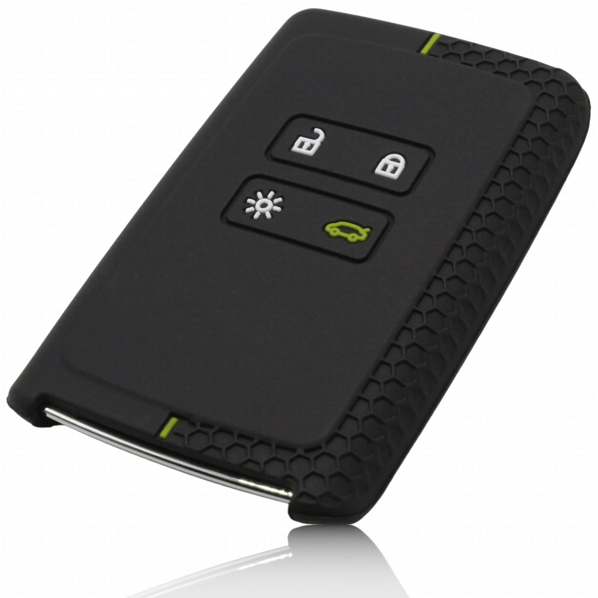 FOAMO Autoschlüssel Hülle Silikon kompatibel mit Renault 4-Tasten Smartkey (nur Keyless-Go) Schutzhülle Cover in Schwarz-Grün von FOAMO
