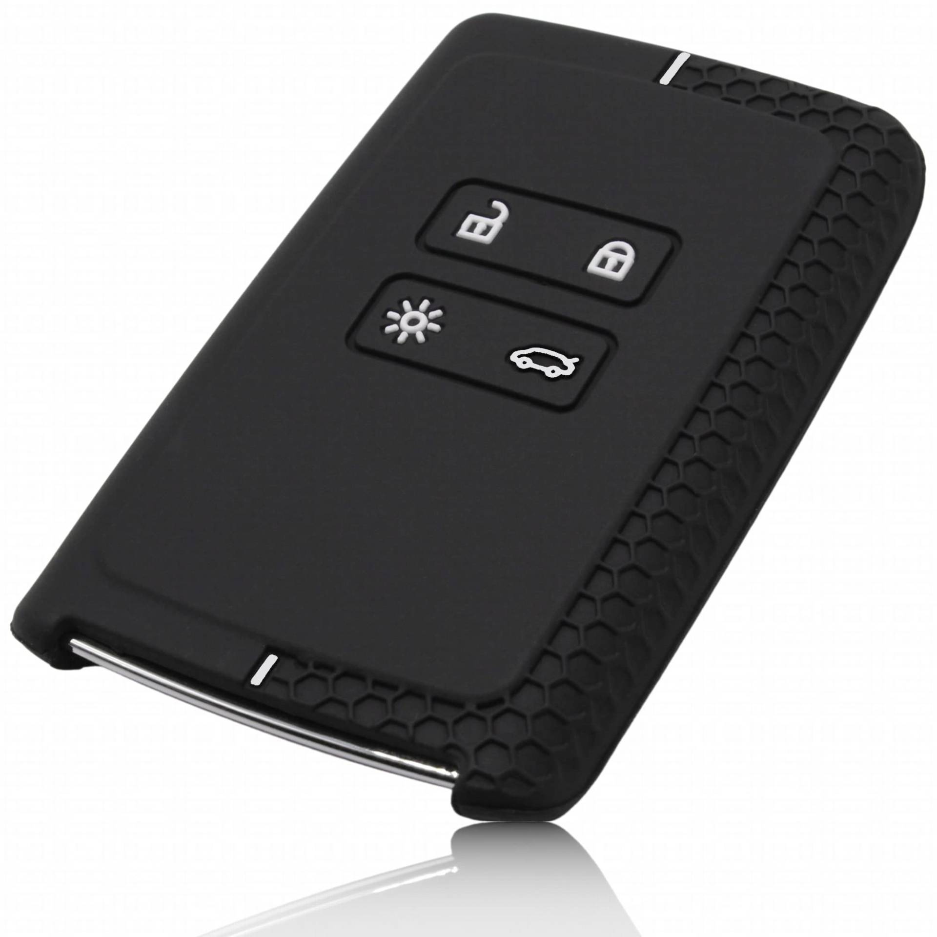 FOAMO Autoschlüssel Hülle Silikon kompatibel mit Renault 4-Tasten Smartkey (nur Keyless-Go) Schutzhülle Cover in Schwarz-Weiß von FOAMO