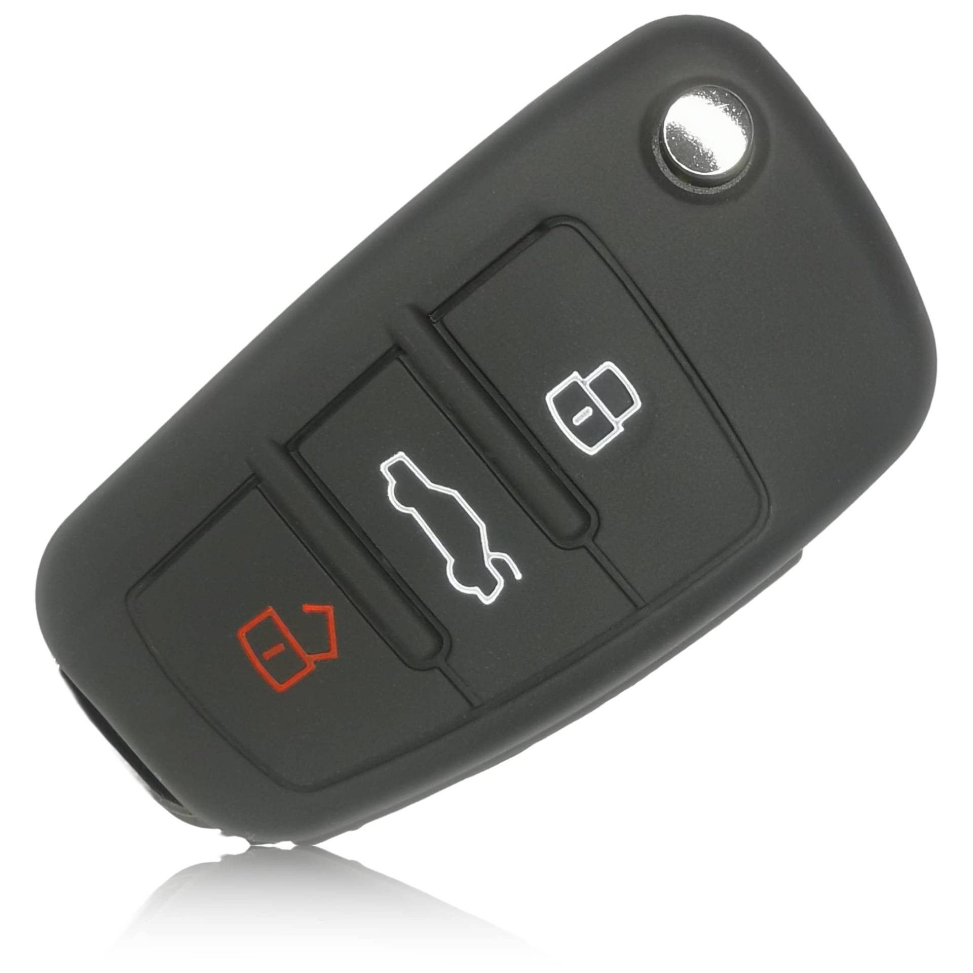 FOAMO Autoschlüssel Hülle kompatibel mit Audi 3-Tasten Klappschlüssel - Silikon Schutzhülle Cover Schlüssel-Hülle in Schwarz von FOAMO
