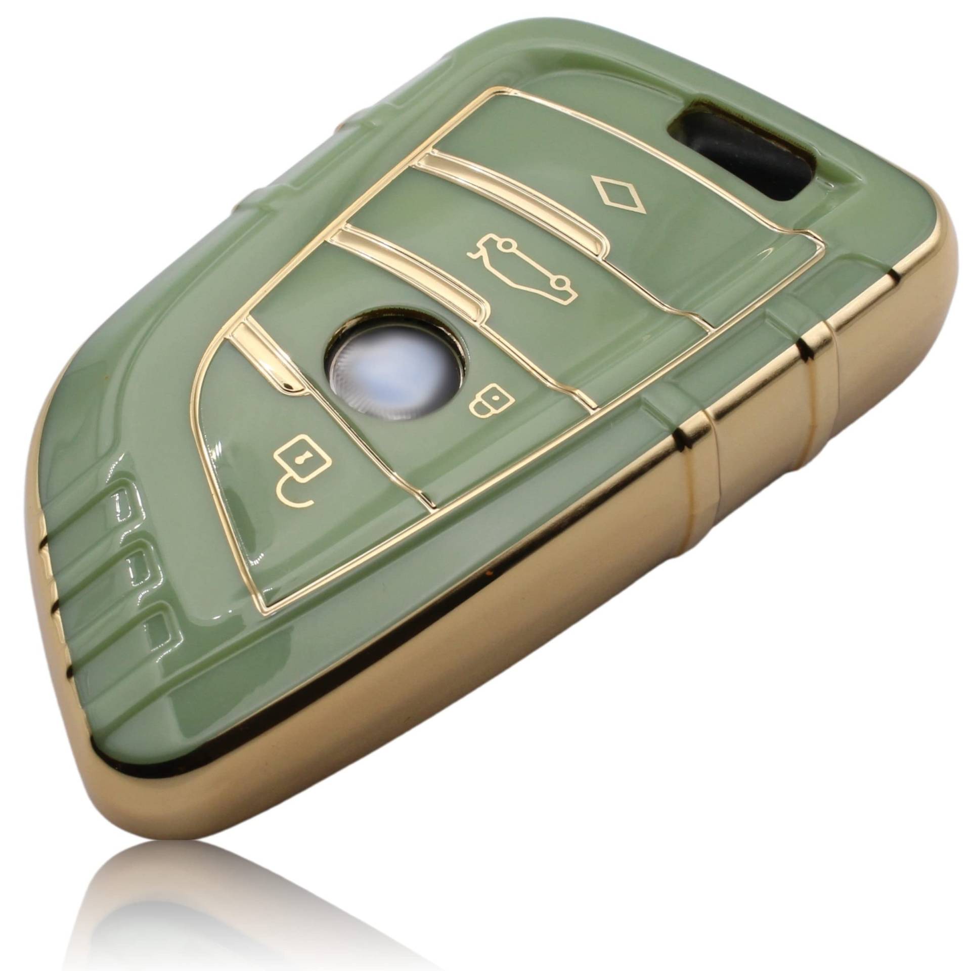 FOAMO Autoschlüssel Hülle kompatibel mit BMW 3-4-Tasten (nur Keyless-Go) - TPU Schutzhülle Cover Schlüssel-Hülle in Grün von FOAMO