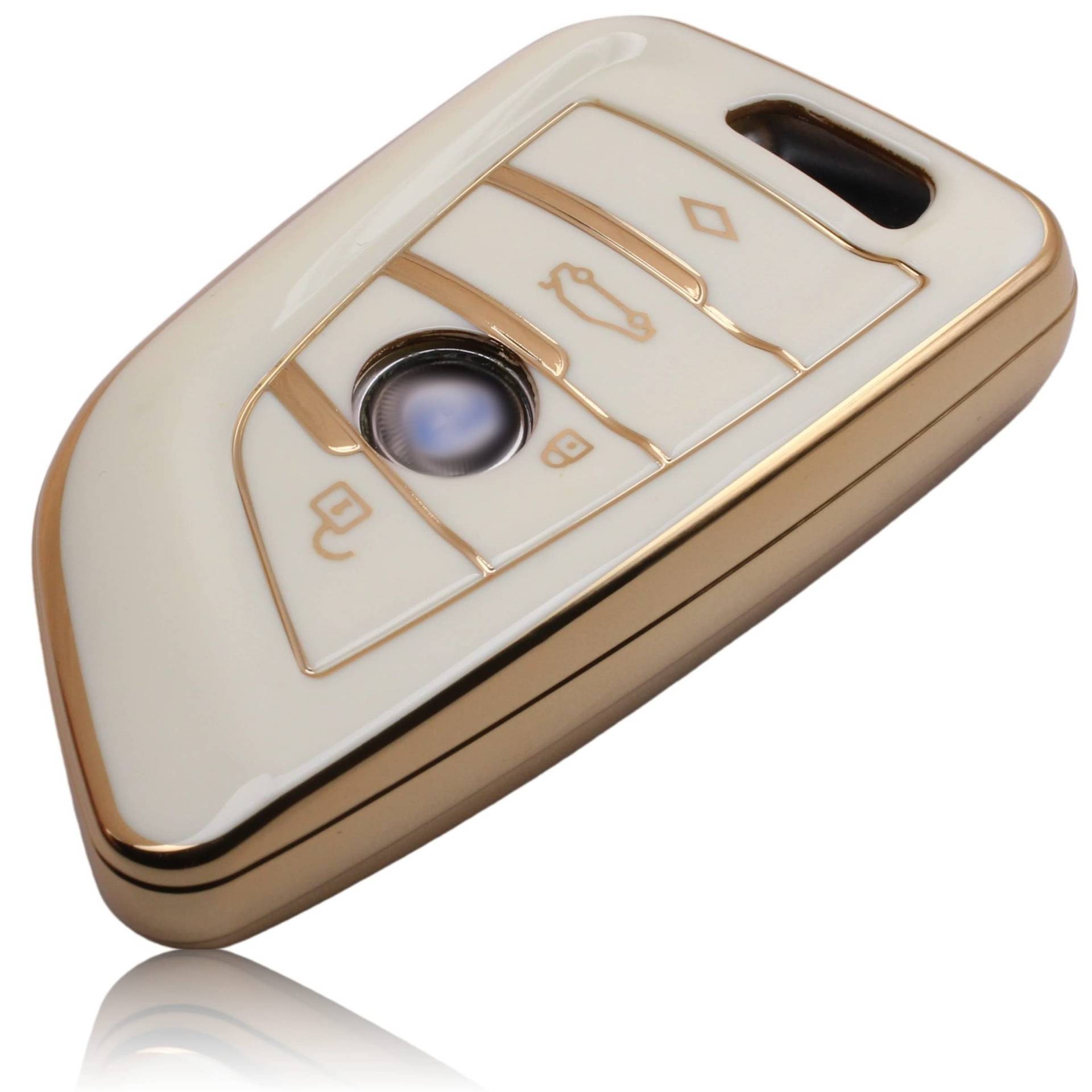 FOAMO Autoschlüssel Hülle kompatibel mit BMW 3-4-Tasten (nur Keyless-Go) - TPU Schutzhülle Cover Schlüssel-Hülle in Weiß von FOAMO