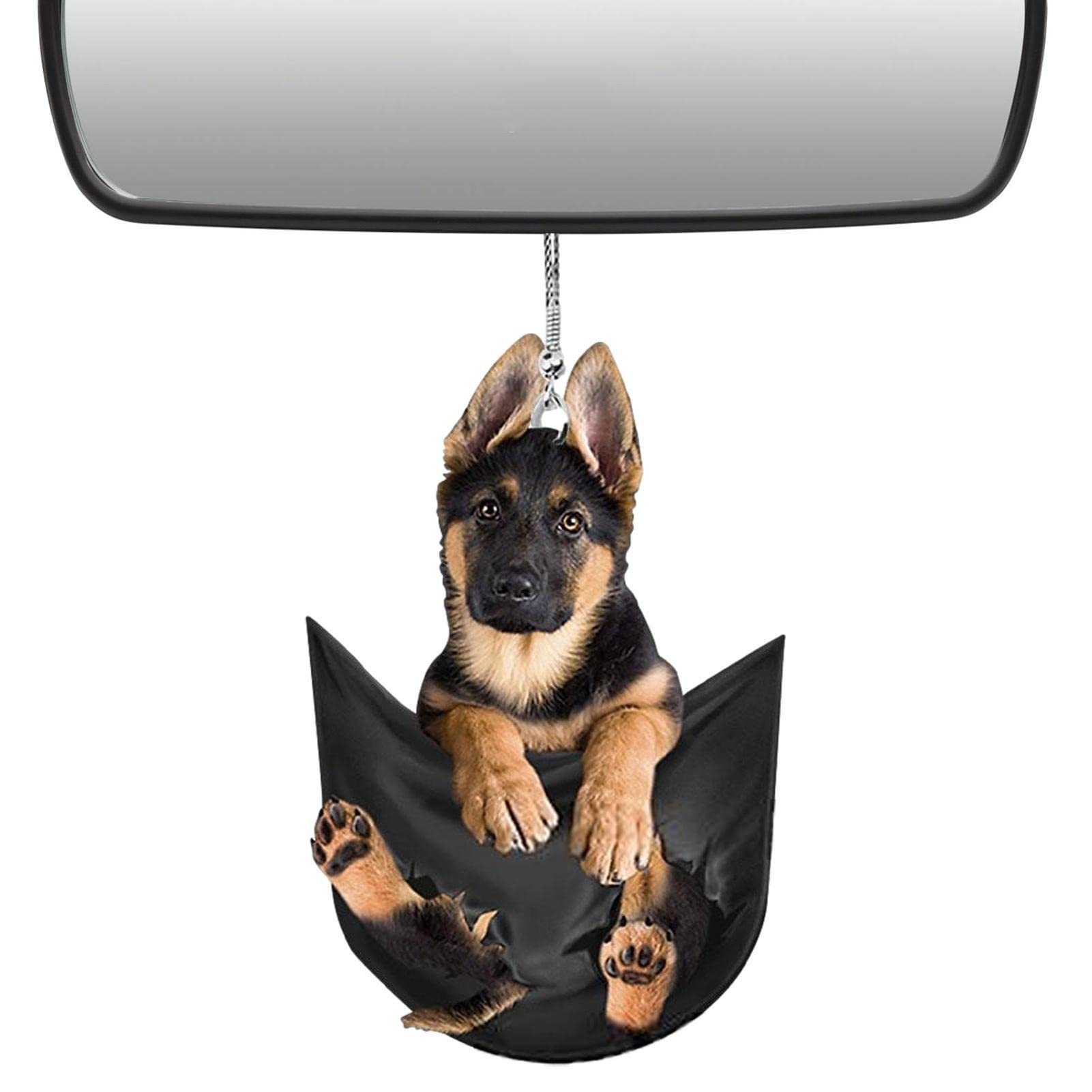 Hunde-Autospiegel-Charm-Anhänger | 2D-süßer Welpen-Taschen-Anhänger für Auto-Rückspiegel, Auto-Rückspiegel-Dekoration, Innendekoration, Auto-Zubehör für Zuhause, Schlüsselanhänger, Dekoration von von FOCCAR
